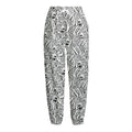 Black And White Tiger Pattern Print Fleece Lined Knit Pants