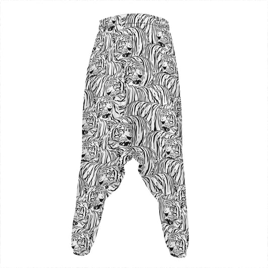 Black And White Tiger Pattern Print Hammer Pants