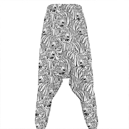 Black And White Tiger Pattern Print Hammer Pants