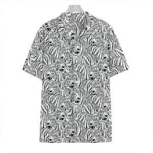 Black And White Tiger Pattern Print Hawaiian Shirt