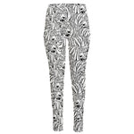 Black And White Tiger Pattern Print High-Waisted Pocket Leggings