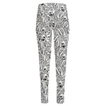 Black And White Tiger Pattern Print High-Waisted Pocket Leggings
