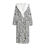 Black And White Tiger Pattern Print Hooded Bathrobe