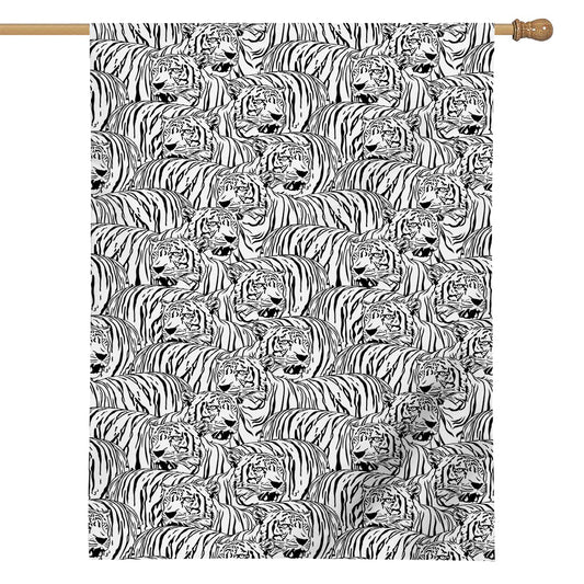 Black And White Tiger Pattern Print House Flag