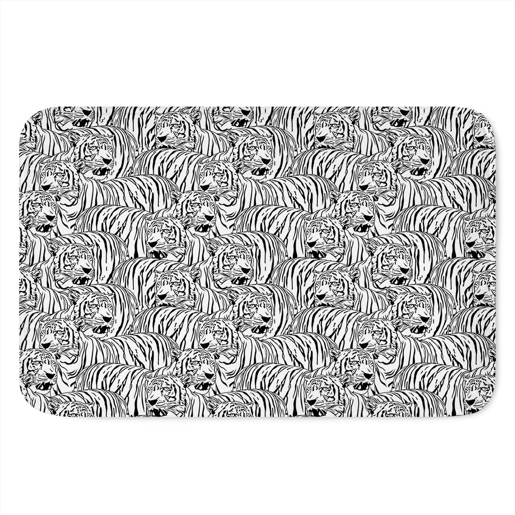 Black And White Tiger Pattern Print Indoor Door Mat