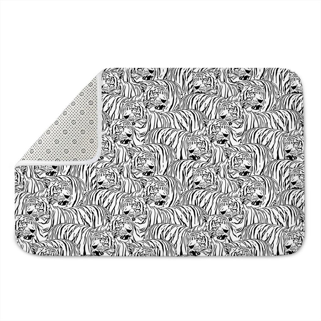 Black And White Tiger Pattern Print Indoor Door Mat