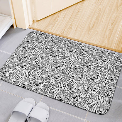 Black And White Tiger Pattern Print Indoor Door Mat