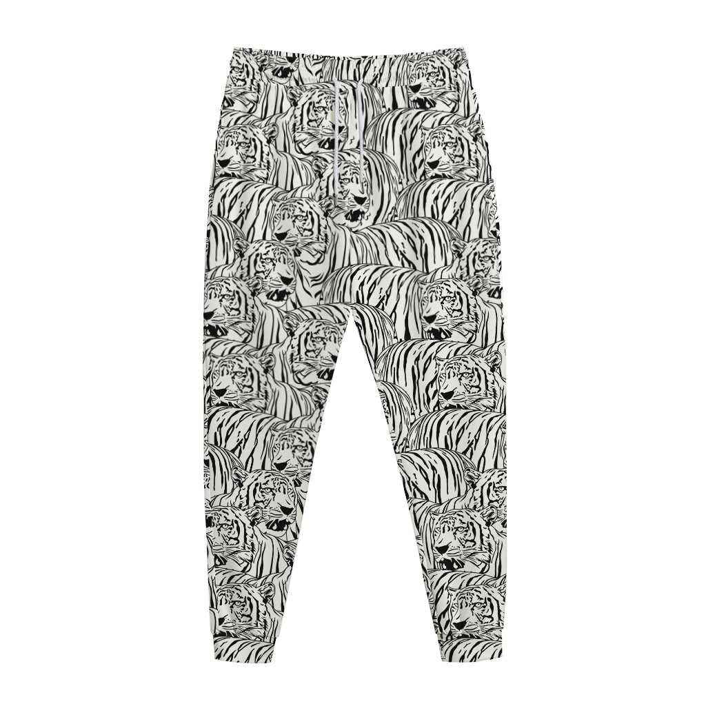 Black And White Tiger Pattern Print Jogger Pants