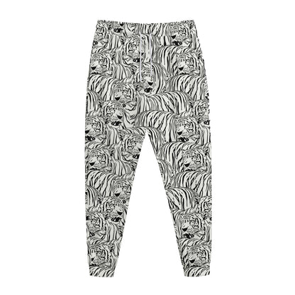 Black And White Tiger Pattern Print Jogger Pants