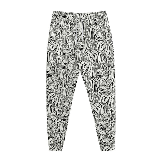 Black And White Tiger Pattern Print Jogger Pants