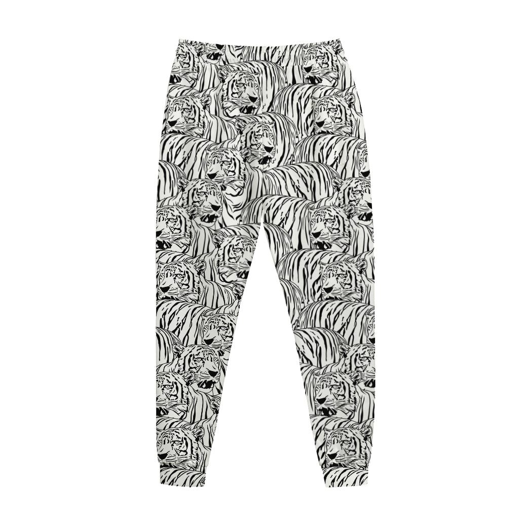 Black And White Tiger Pattern Print Jogger Pants