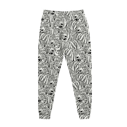 Black And White Tiger Pattern Print Jogger Pants