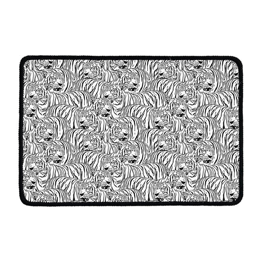 Black And White Tiger Pattern Print Kitchen Mat