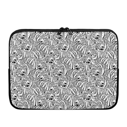 Black And White Tiger Pattern Print Laptop Sleeve