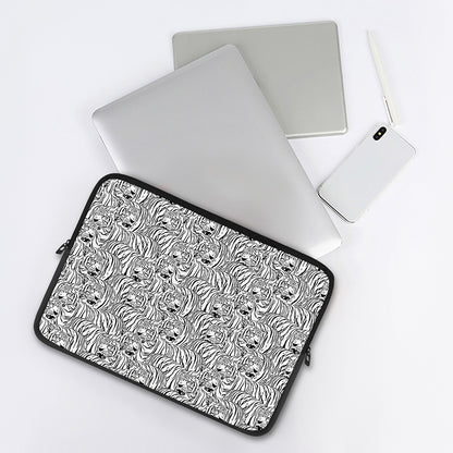Black And White Tiger Pattern Print Laptop Sleeve