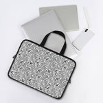 Black And White Tiger Pattern Print Laptop Sleeve With Handle