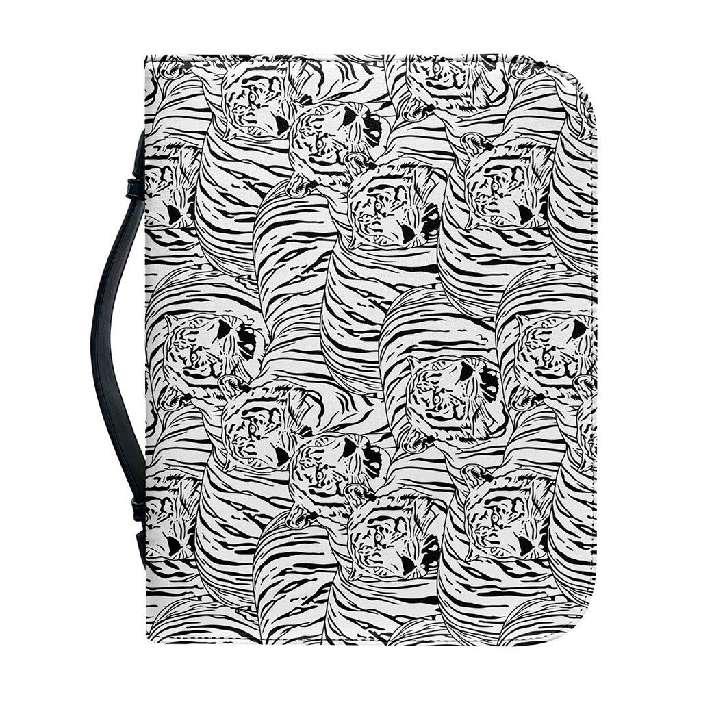Black And White Tiger Pattern Print Leather Bible Cover