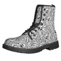 Black And White Tiger Pattern Print Lace-Up Boots