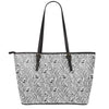 Black And White Tiger Pattern Print Leather Tote Bag