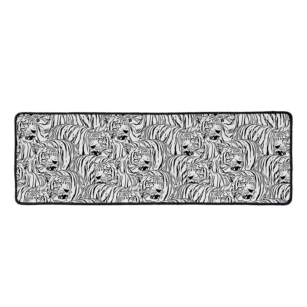 Black And White Tiger Pattern Print Long Kitchen Mat