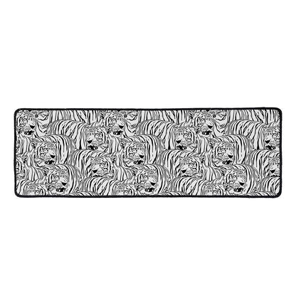 Black And White Tiger Pattern Print Long Kitchen Mat