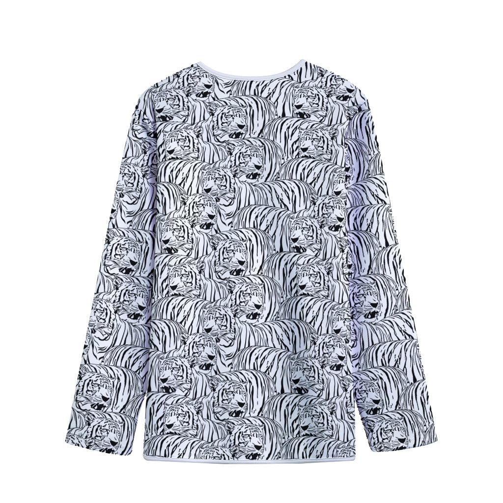 Black And White Tiger Pattern Print Long Sleeve Short Coat