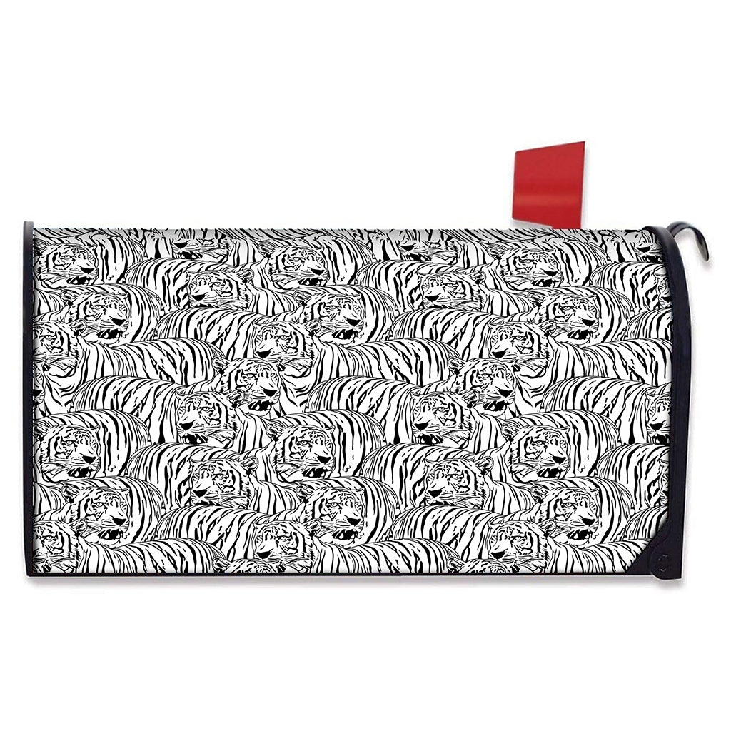 Black And White Tiger Pattern Print Mailbox Cover
