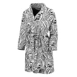 Black And White Tiger Pattern Print Men's Bathrobe