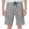 Black And White Tiger Pattern Print Men's Beach Shorts