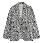 Black And White Tiger Pattern Print Men's Blazer