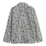Black And White Tiger Pattern Print Men's Blazer