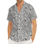 Black And White Tiger Pattern Print Men's Deep V-Neck Shirt