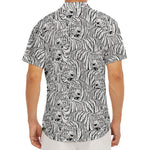 Black And White Tiger Pattern Print Men's Deep V-Neck Shirt