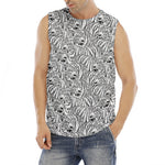 Black And White Tiger Pattern Print Men's Fitness Tank Top