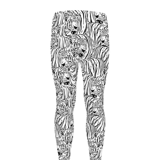 Black And White Tiger Pattern Print Men's leggings