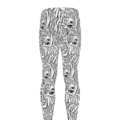 Black And White Tiger Pattern Print Men's leggings