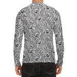 Black And White Tiger Pattern Print Men's Long Sleeve Rash Guard