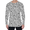 Black And White Tiger Pattern Print Men's Long Sleeve T-Shirt