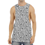 Black And White Tiger Pattern Print Men's Muscle Tank Top