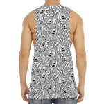 Black And White Tiger Pattern Print Men's Muscle Tank Top