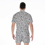 Black And White Tiger Pattern Print Men's Rompers