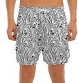 Black And White Tiger Pattern Print Men's Split Running Shorts
