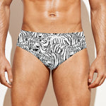 Black And White Tiger Pattern Print Men's Swim Briefs