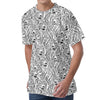 Black And White Tiger Pattern Print Men's Velvet T-Shirt