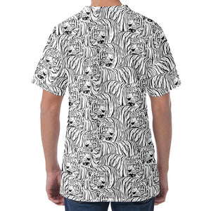 Black And White Tiger Pattern Print Men's Velvet T-Shirt