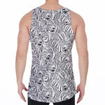 Black And White Tiger Pattern Print Men's Velvet Tank Top
