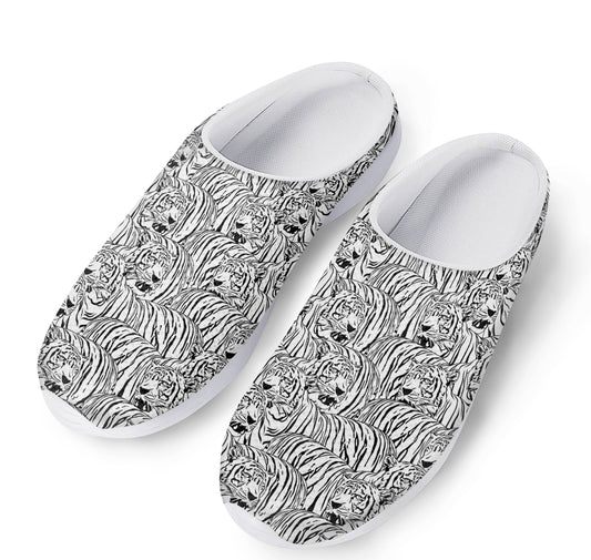 Black And White Tiger Pattern Print Mesh Casual Shoes