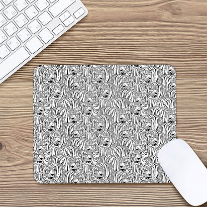 Black And White Tiger Pattern Print Mouse Pad