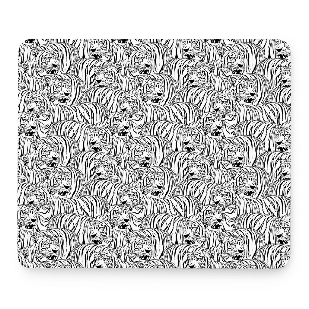 Black And White Tiger Pattern Print Mouse Pad