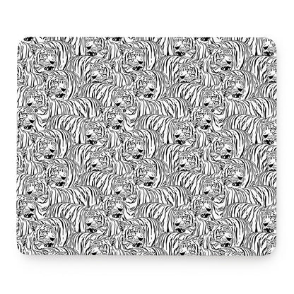 Black And White Tiger Pattern Print Mouse Pad